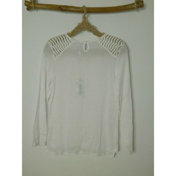 Monoreno Blouse Size Small Ivory Embroidered Peasant‎ Boho Tunic - Picture 3 of 9